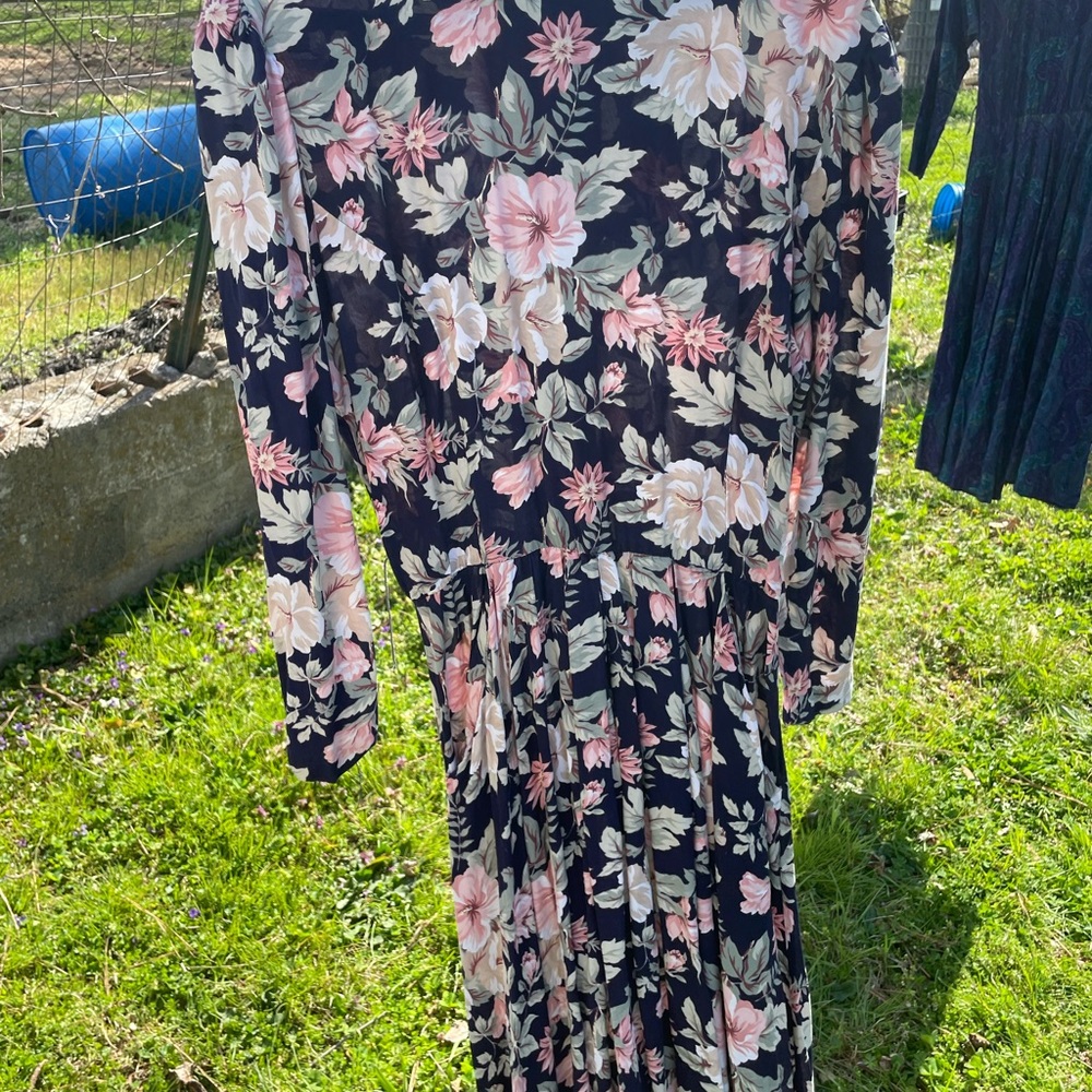 Floral Vintage Long Sleeve Maxi Dress cottagecore